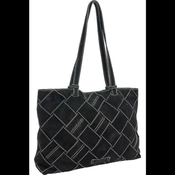 American Leather Co. Mercer Suede Woven Tote Black - Picture 1 of 1